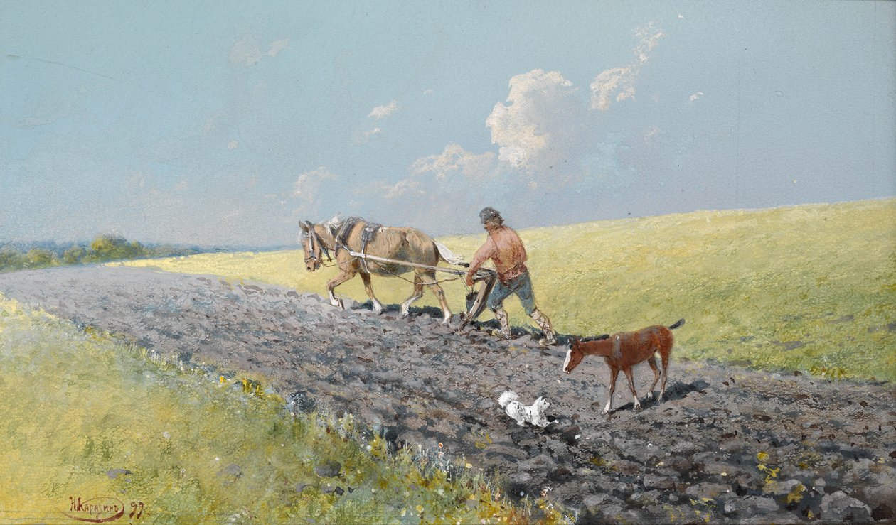 Het Veld Ploegen, 1899 door Nikolai Nikolayevich Karasin
