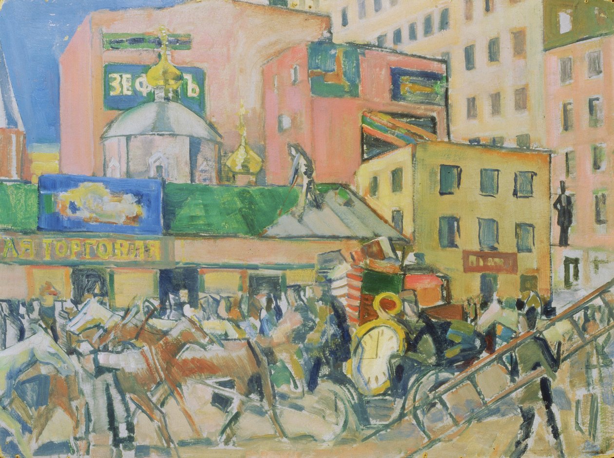 Een straat in Moskou door Nikolai Pavlovich Ulyanov