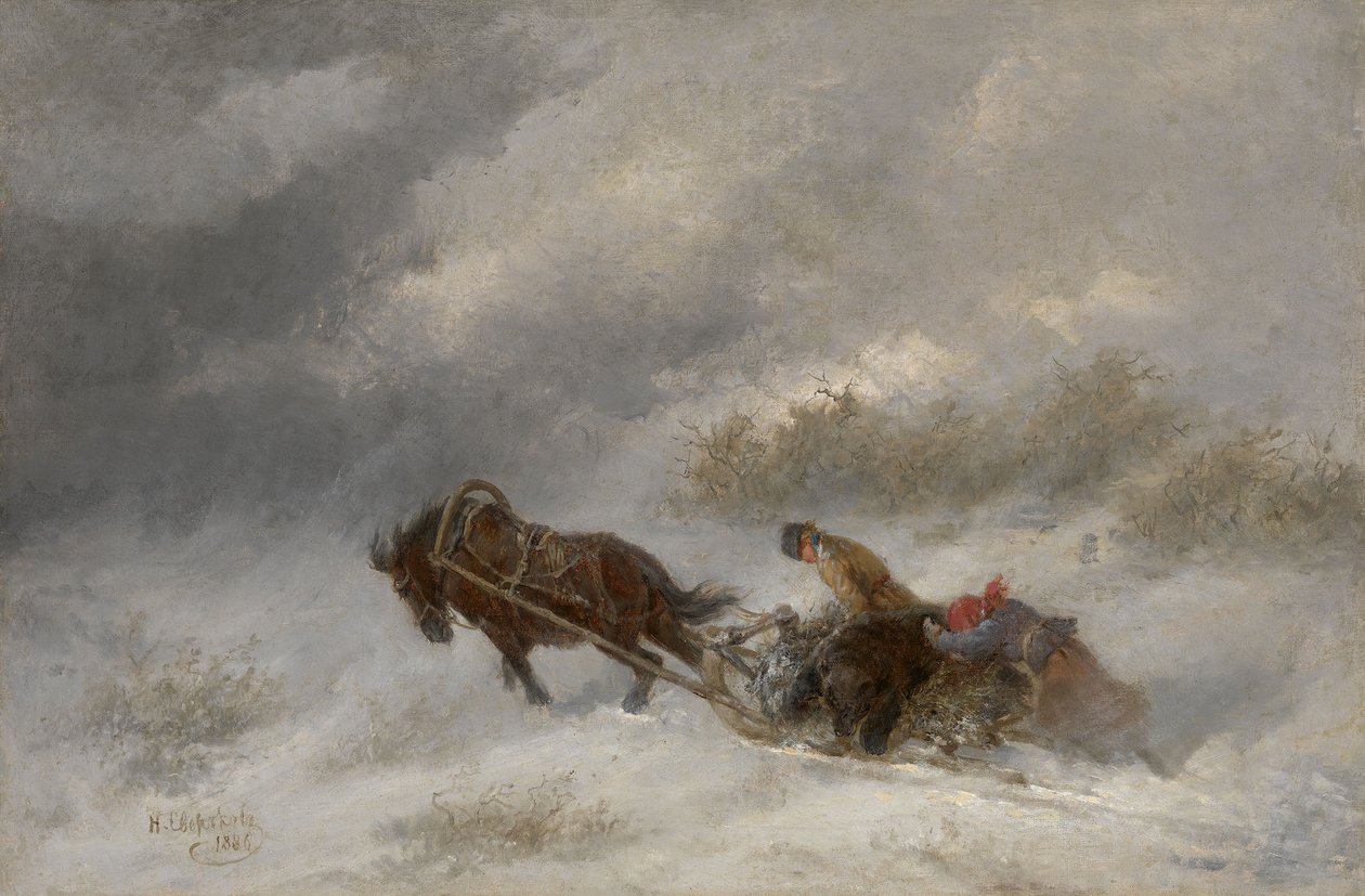 Berenjagers in de sneeuwstorm door Nikolai Yegorovich Sverchkov