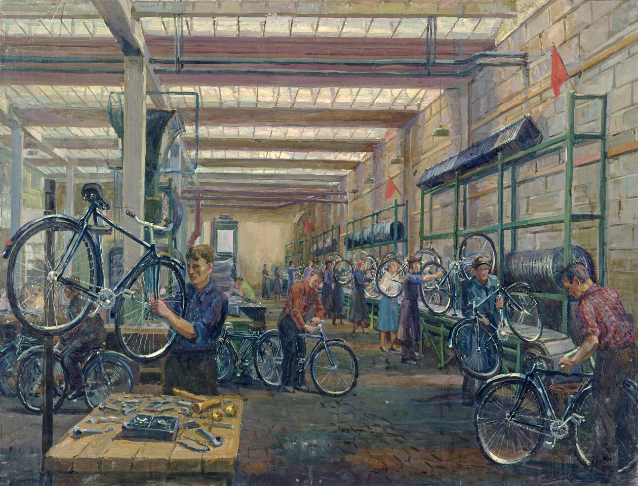 De Moskou Fietsfabriek, c.1930 door Nikolay Vassilyevich Pinegin