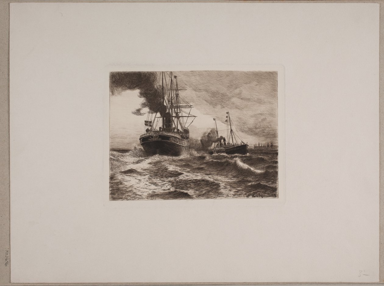 Stoomschepen bij Kronborg door Nils Severin Lynge Hansteen