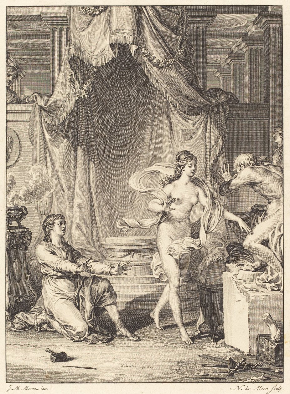 Pygmalion door Noël Le Mire after Jean Michel Moreau