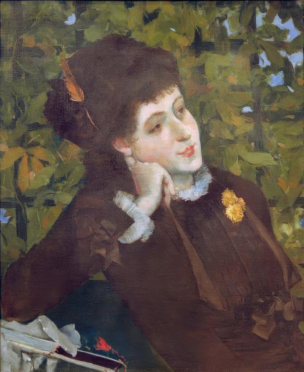 Portret van een vrouw (Berthe Morrisot) door Norbert Goeneutte
