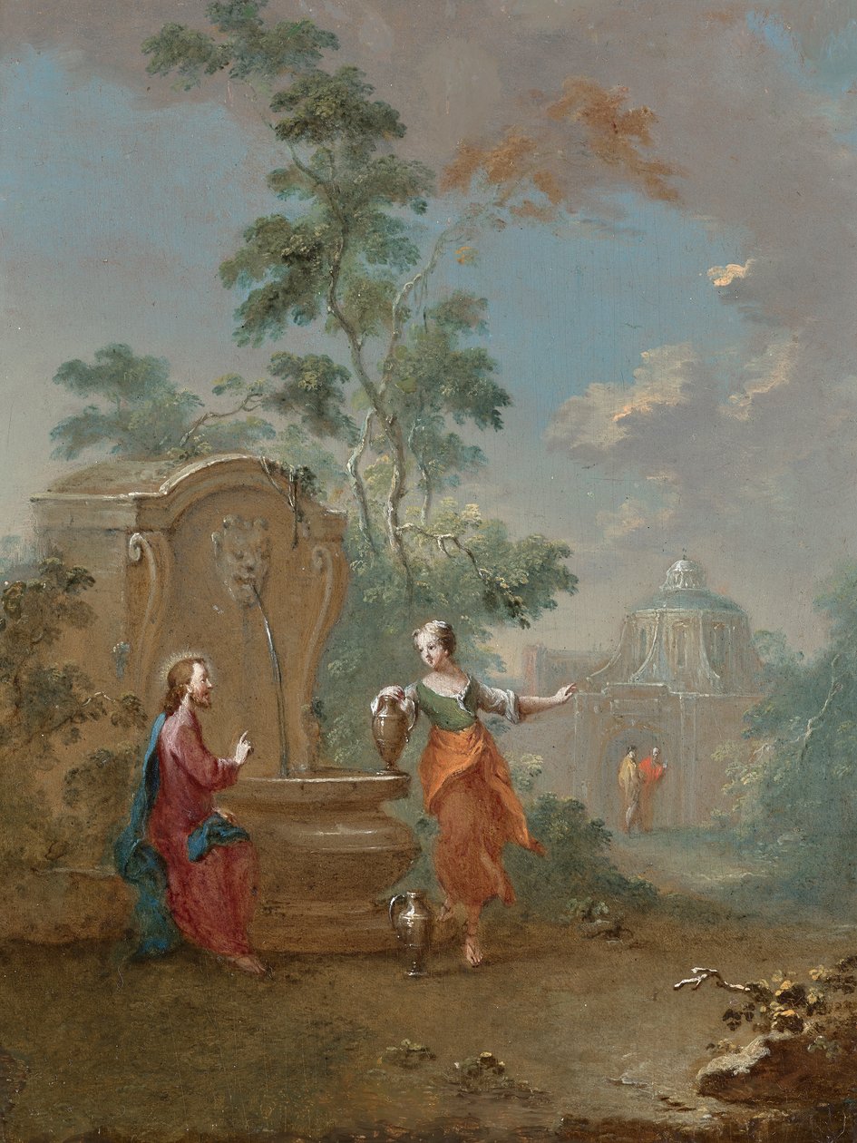 Christus en de Samaritaanse vrouw bij de bron door Norbert Grund