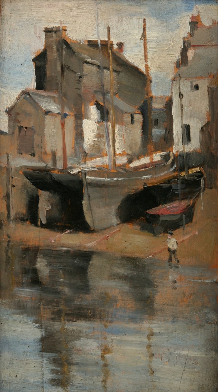 Boten en Cottages door Norman Garstin