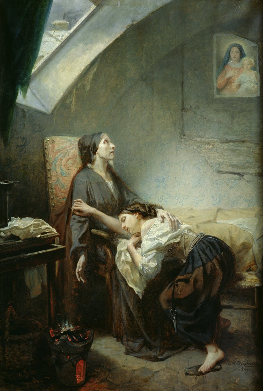 De Armoedige Familie, of De Zelfmoord, 1849 door Octave Tassaert