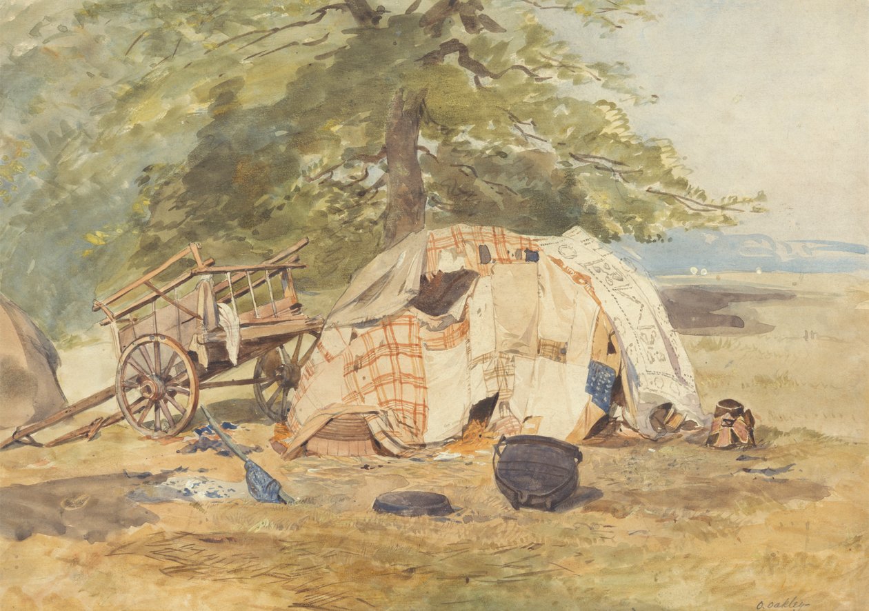 Een zigeunerkamp door Octavius Oakley