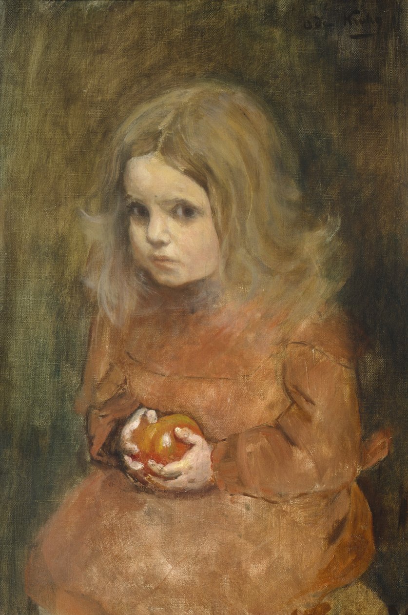 Klein meisje met appel door Oda Krohg