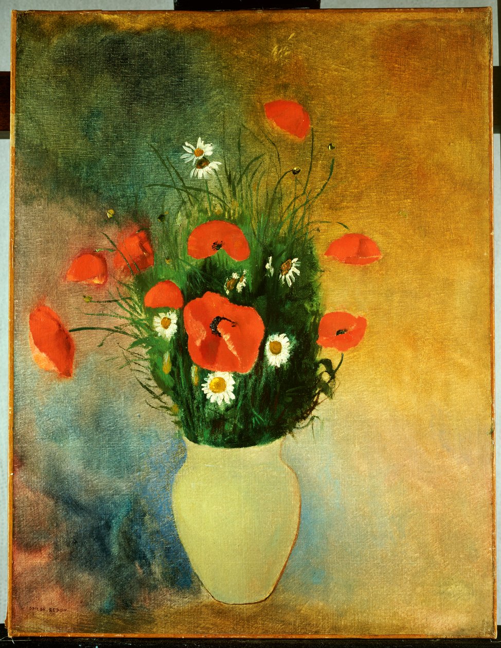 Klaprozen en margrieten, ca. 1913 door Odilon Redon