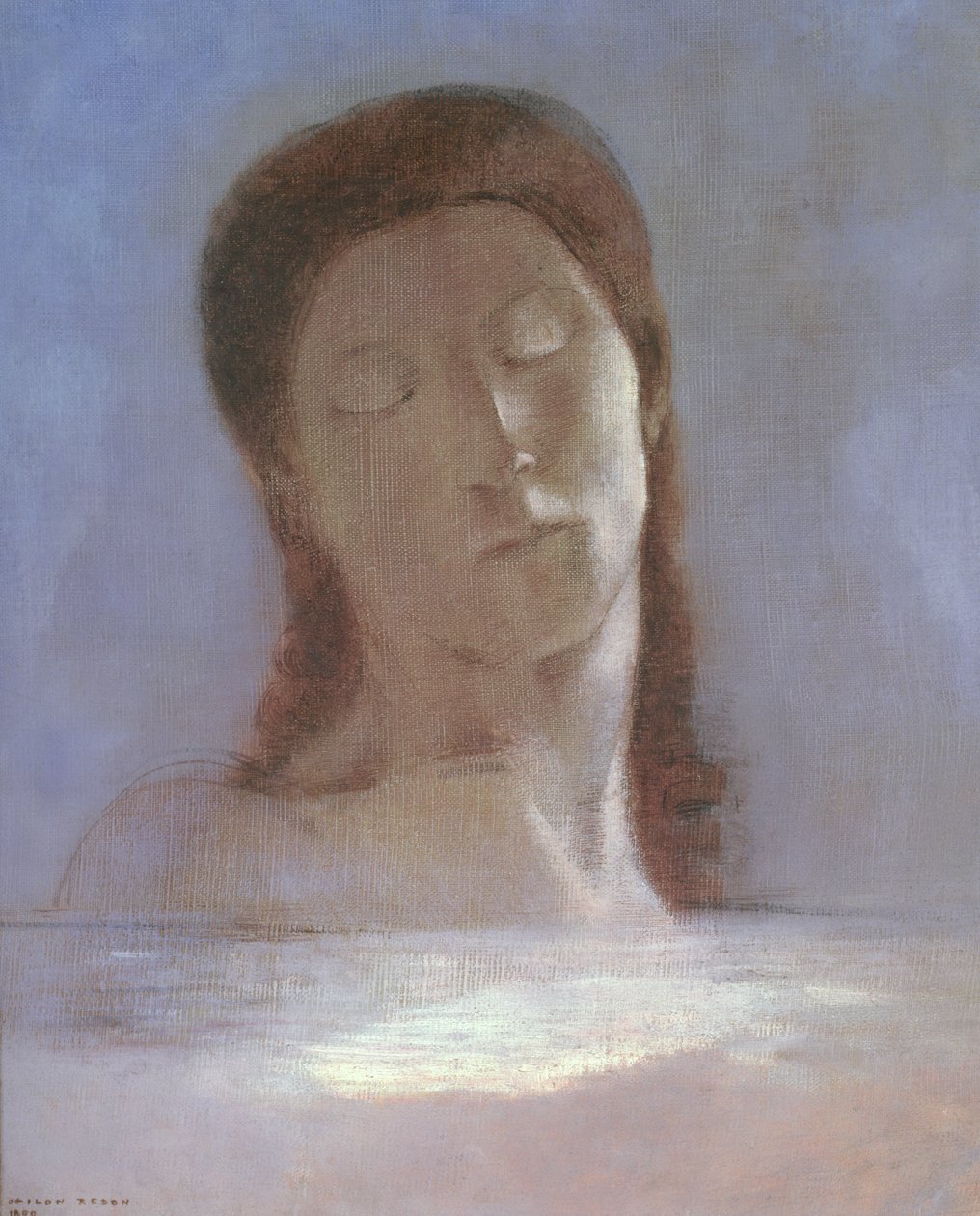 De gesloten ogen door Odilon Redon