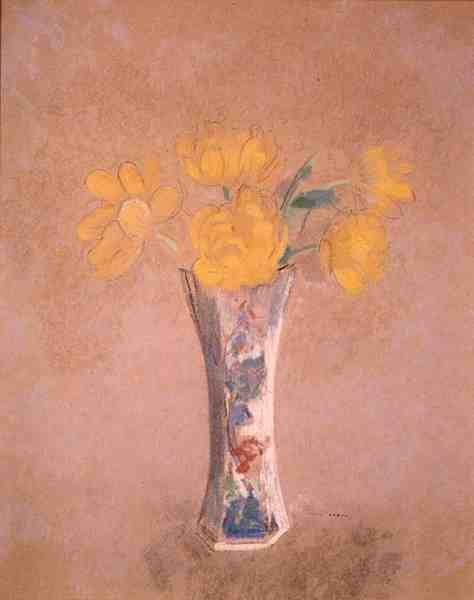 Vaas met bloemen door Odilon Redon