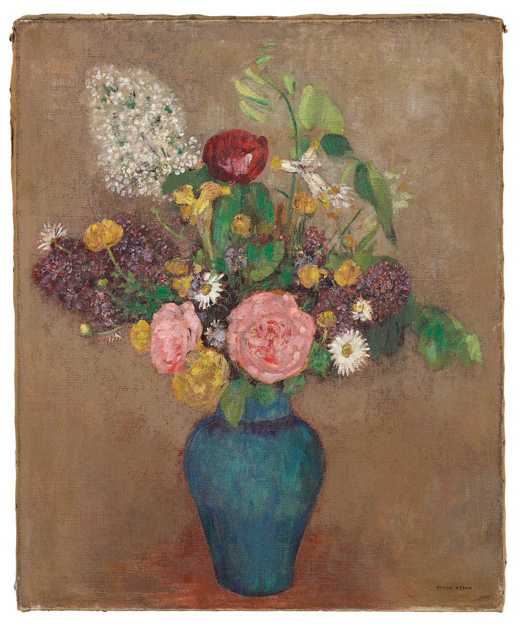 Vaas met bloemen door Odilon Redon