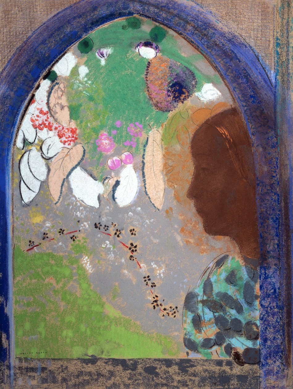 Vrouw bij het raam door Odilon Redon