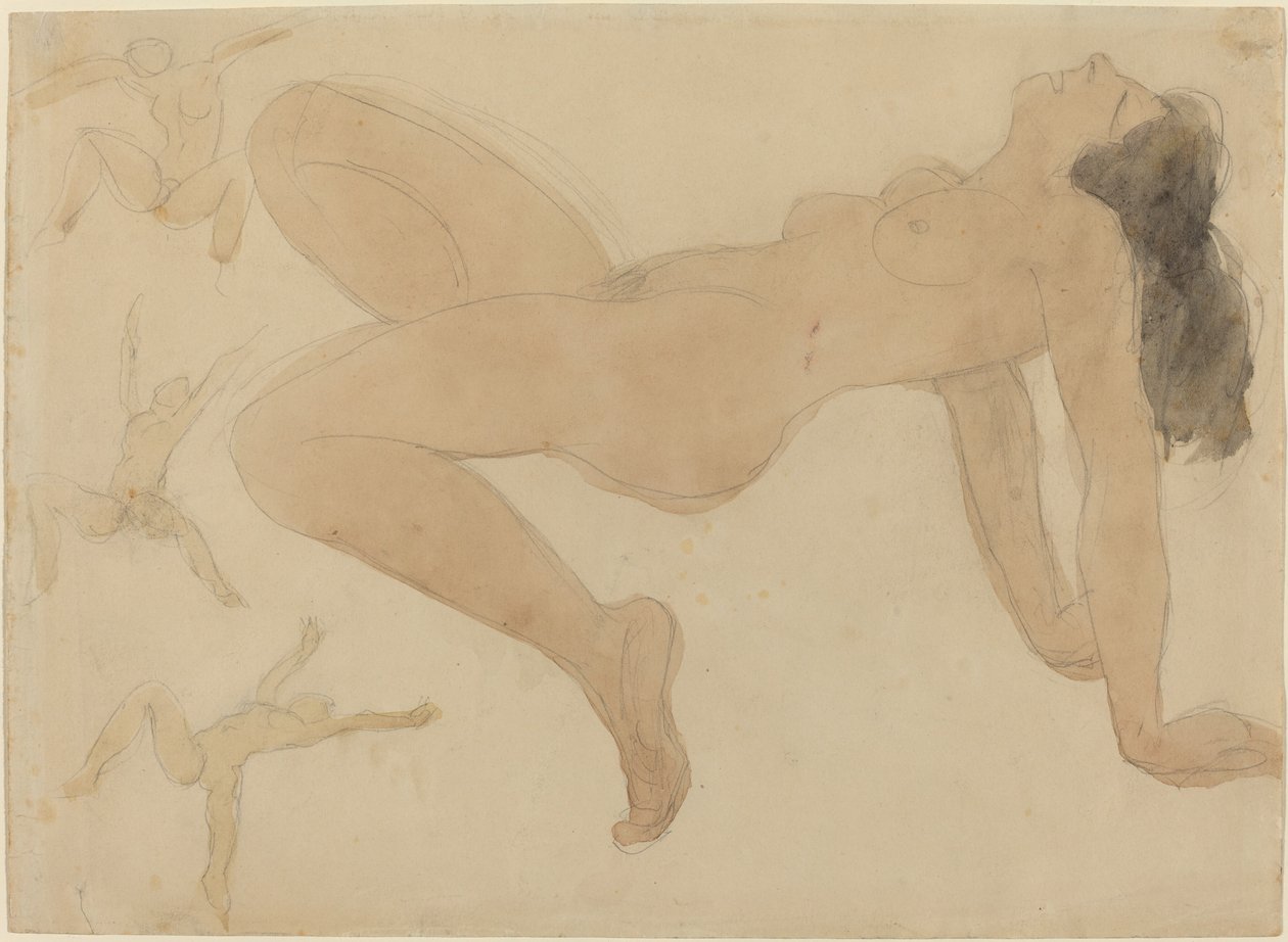 Studies van naakte dansers door Odilon Roche