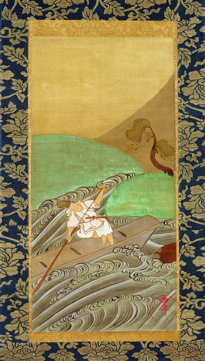 De schipper (pen en inkt op zijde) door Ogata Korin