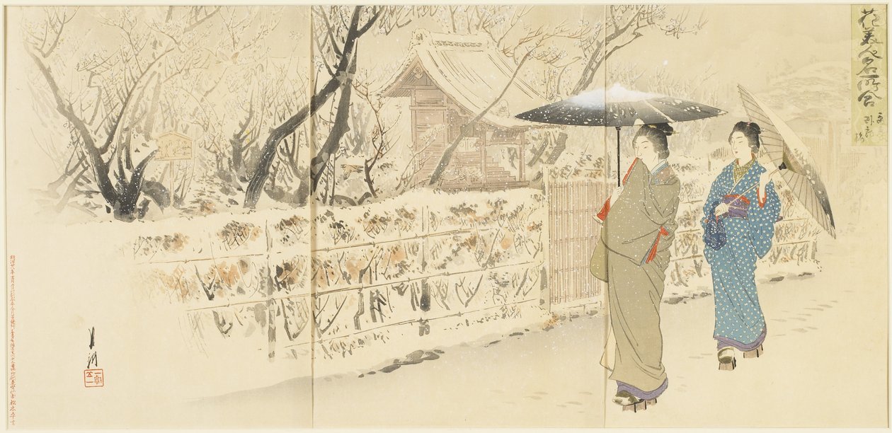 Garyo_bai Pruim in Kameido, december 1895 door Ogata Gekko
