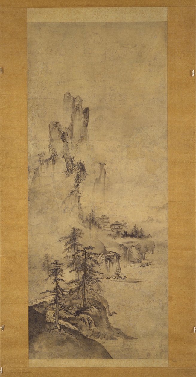 Landschap met Gebouwen door Oguri Sotan
