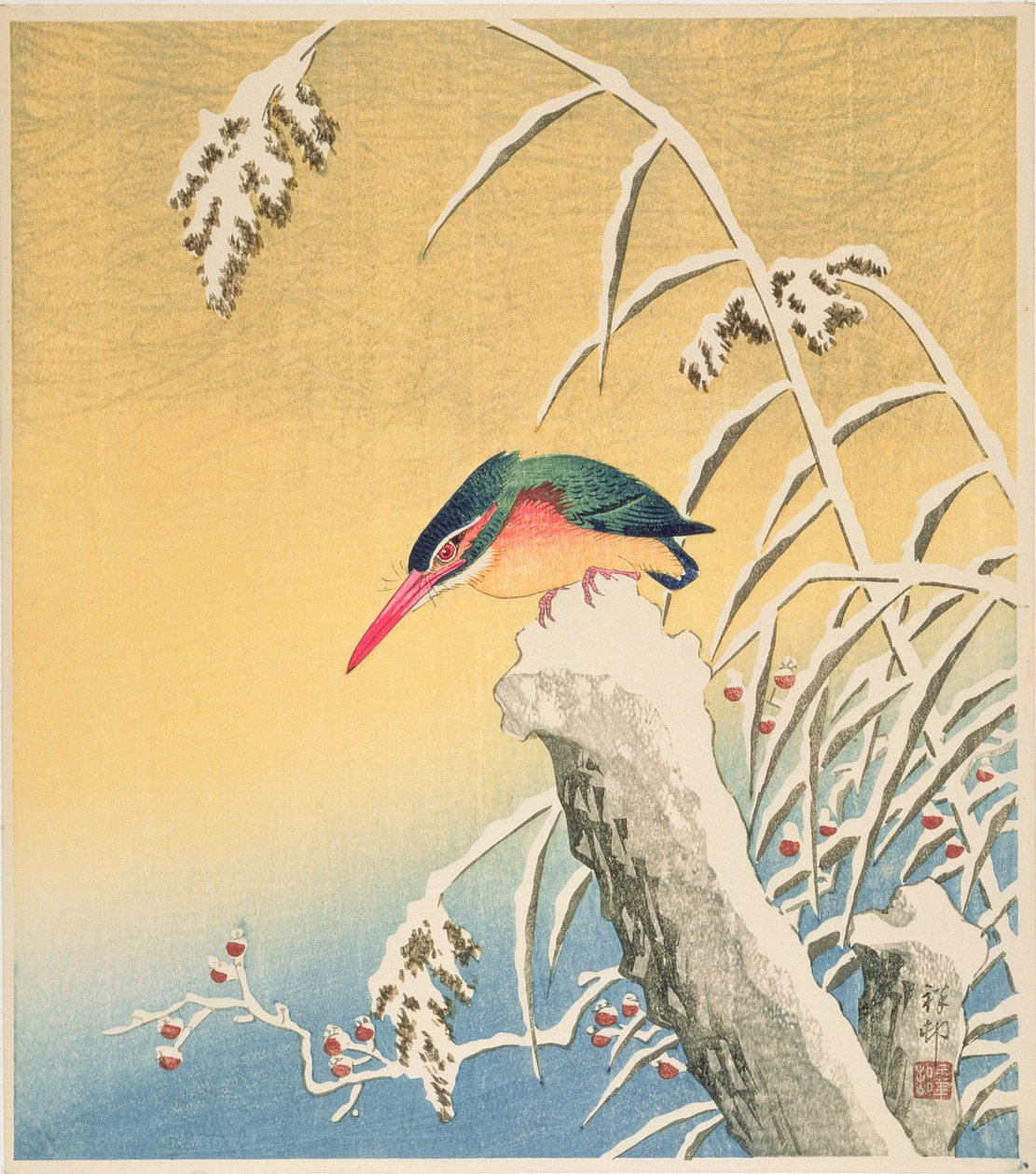 IJsvogel in de sneeuw, 1935 door Ohara Koson
