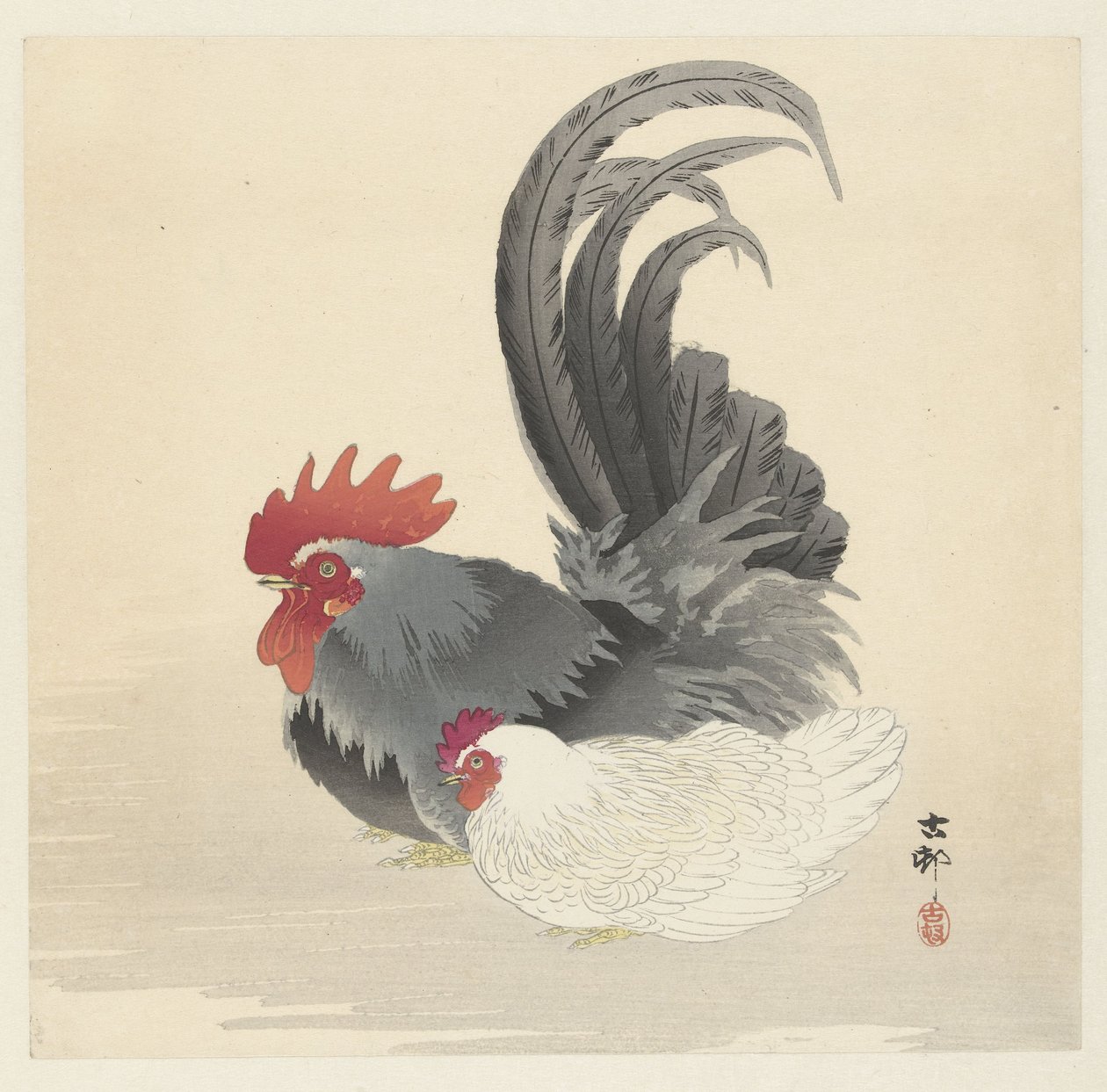 Kip en Haan door Ohara Koson