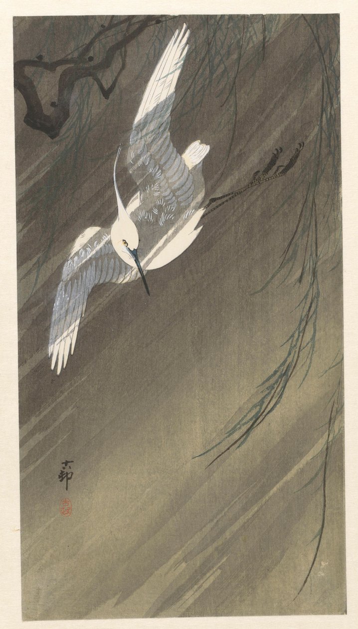 Reiger in een storm door Ohara Koson