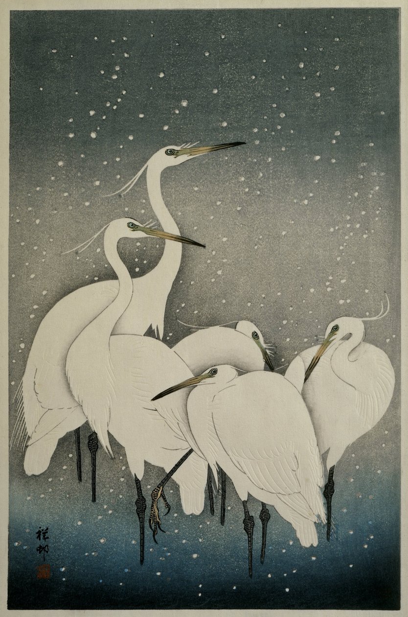 Groep reigers door Ohara Koson