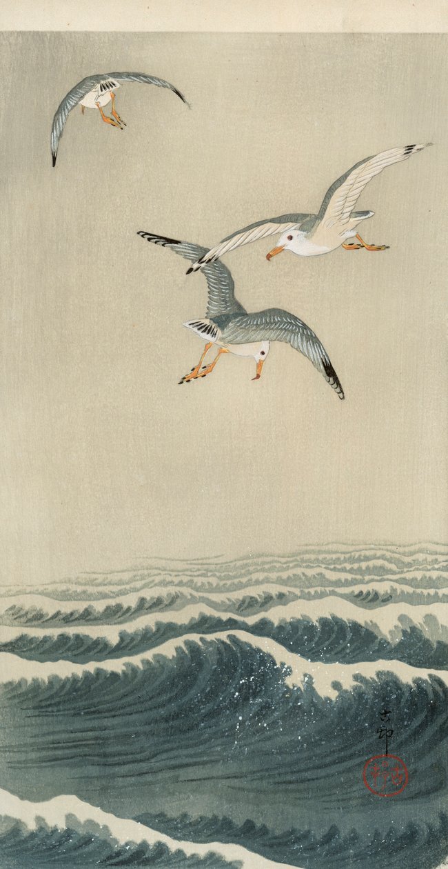 Meeuwen op Zee door Ohara Koson
