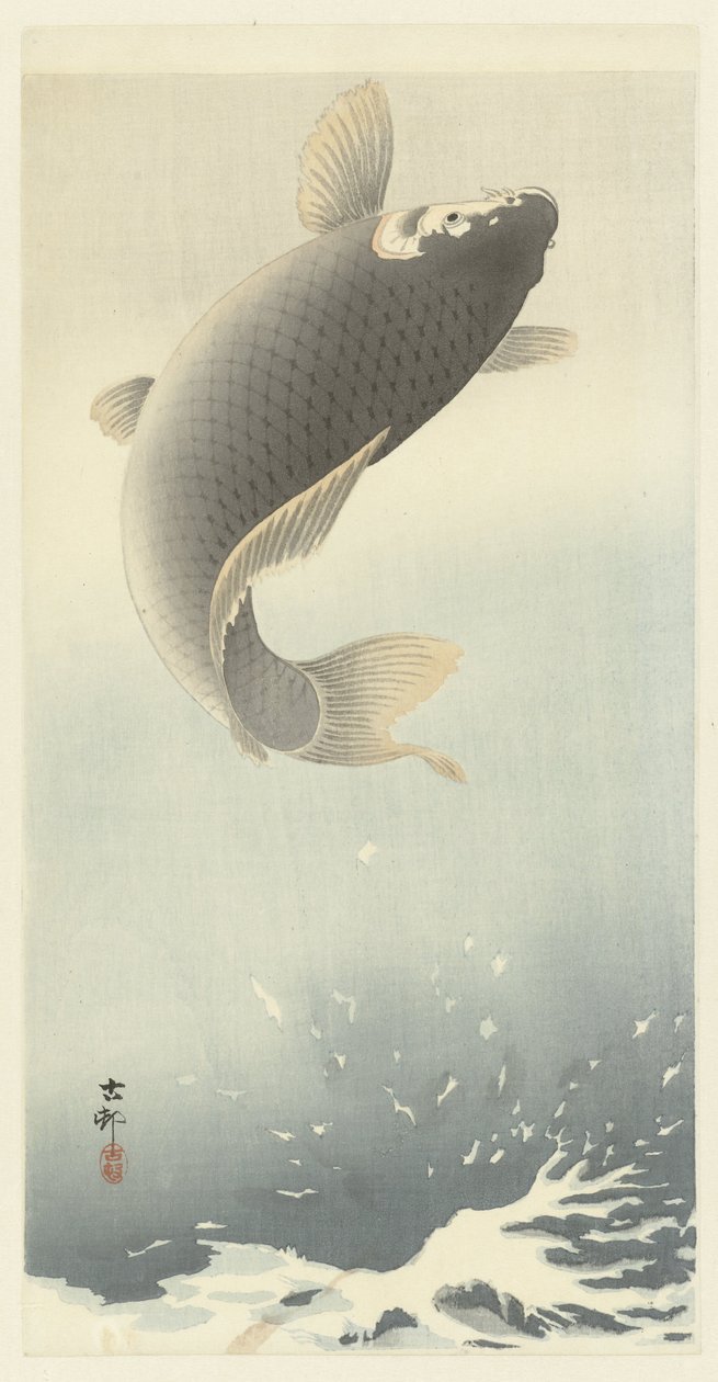 Opspringende karper door Ohara Koson