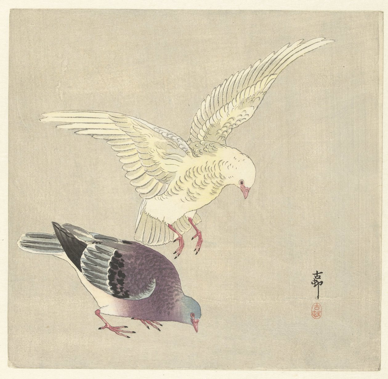Twee duiven door Ohara Koson