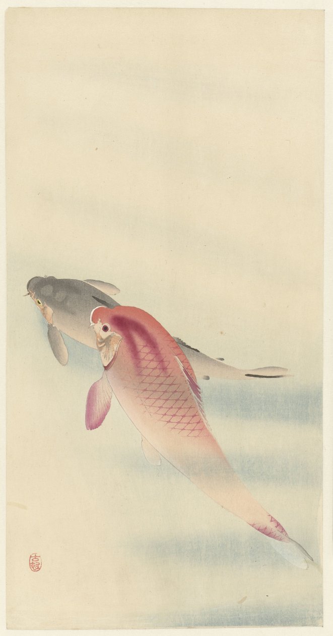 Twee karpers door Ohara Koson