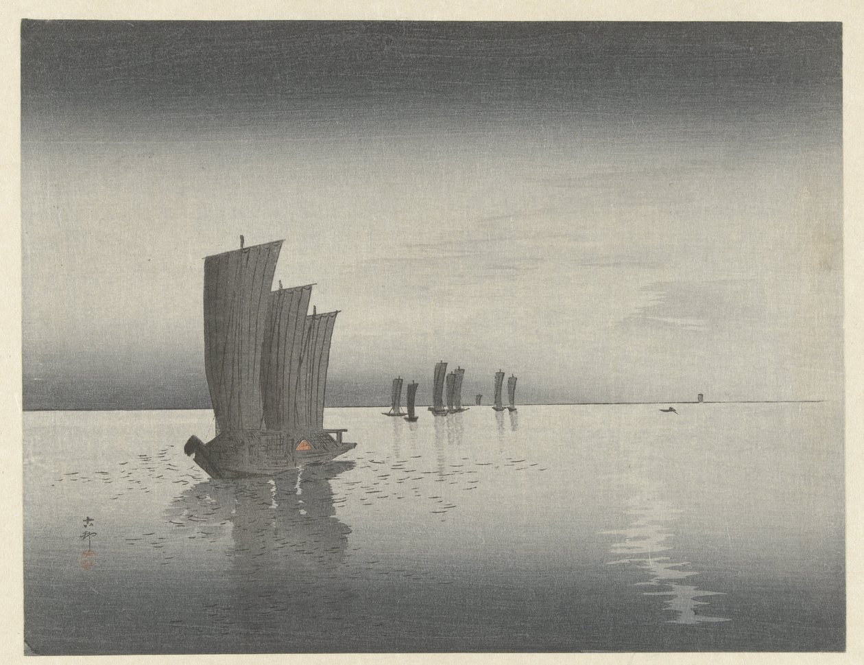 Vissersboten door Ohara Koson