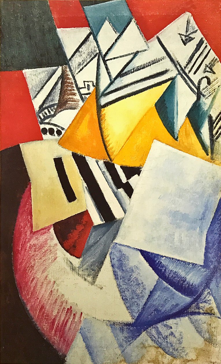 Compositie met kaarten door Olga Rozanova
