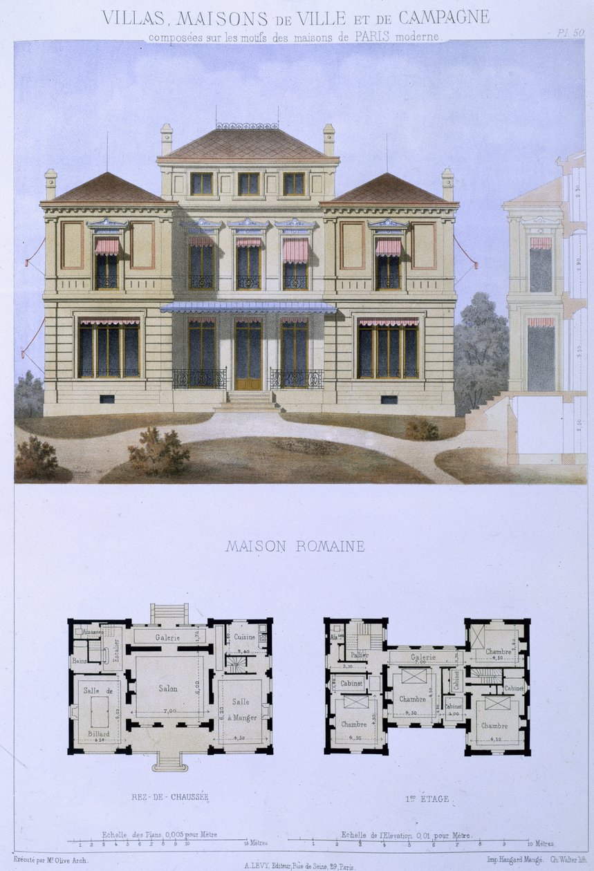 Romeinse villa, gegraveerd door Walter, plaat 50 uit 
