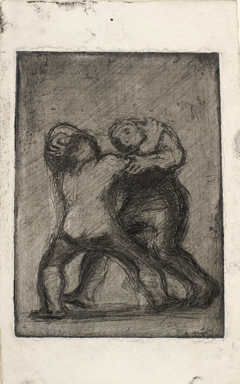 Twee vechtende mannen door Oluf Hartmann