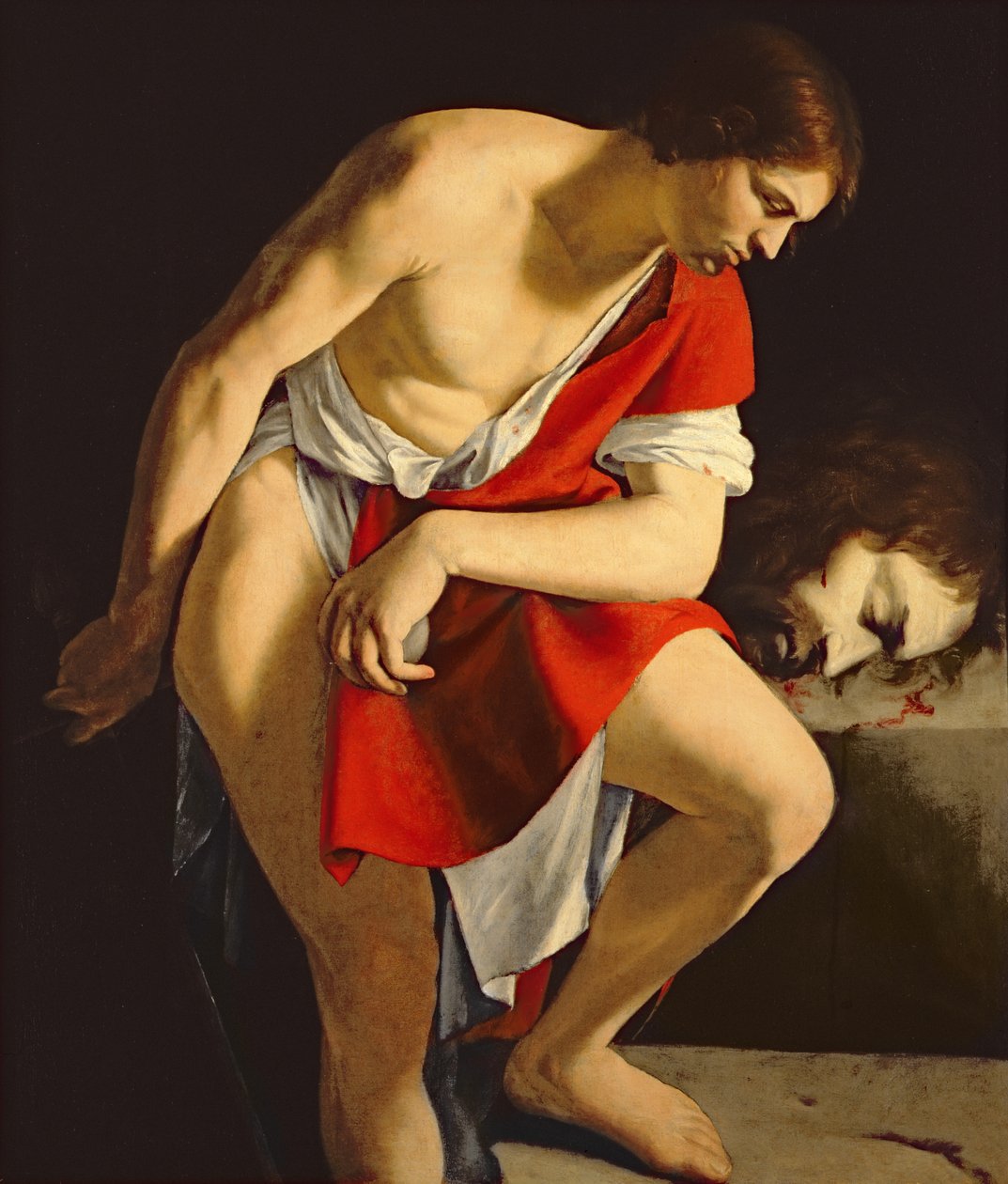 David die het hoofd van Goliath overpeinst door Orazio Gentileschi
