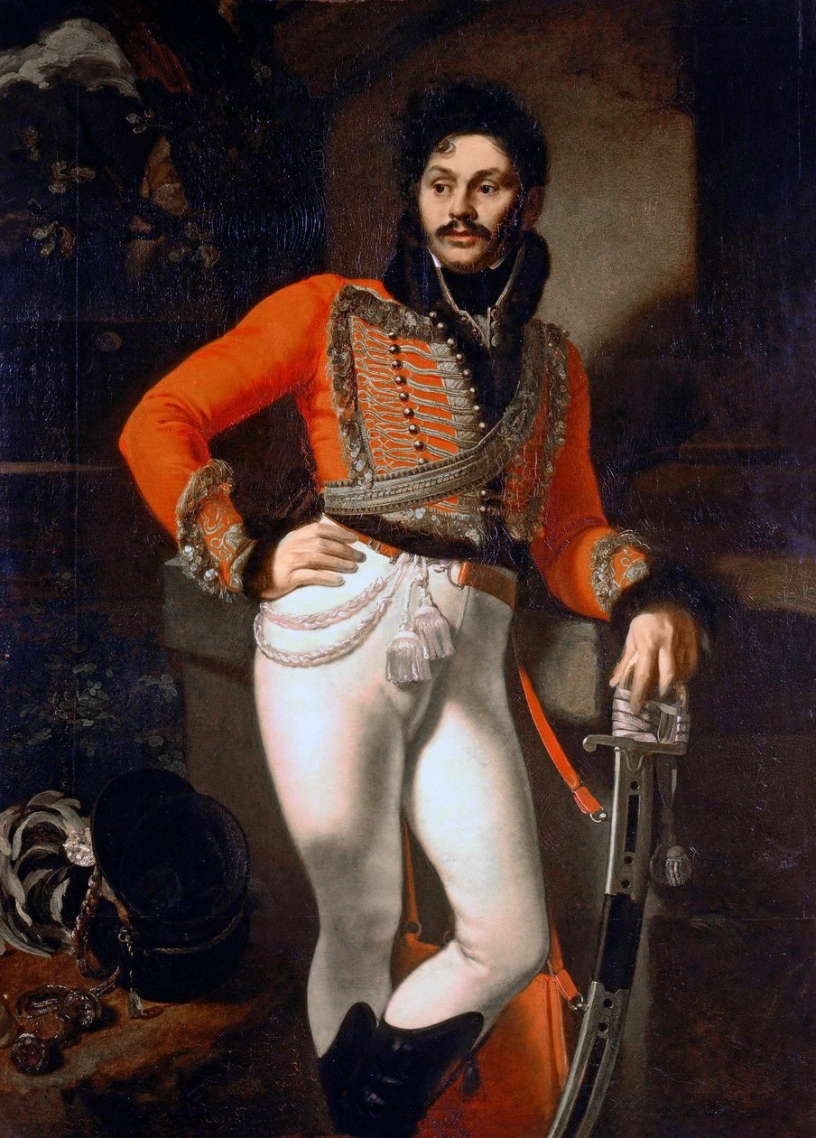 Portret van badmeester kolonel E.V.Davydov door Orest Kiprensky