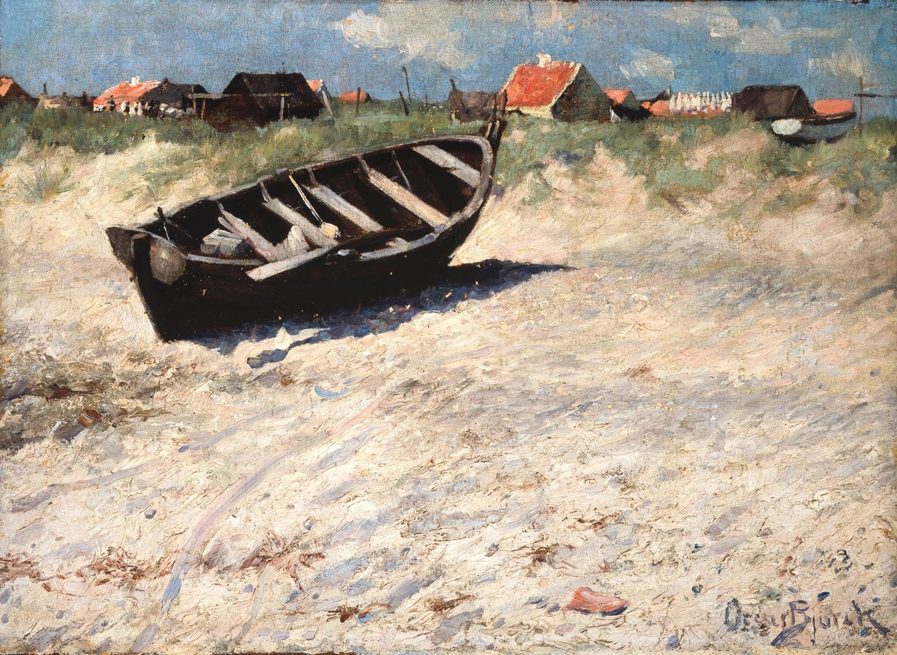 Boot op het zuidstrand van Skagen door Oscar Gustaf Bjorck