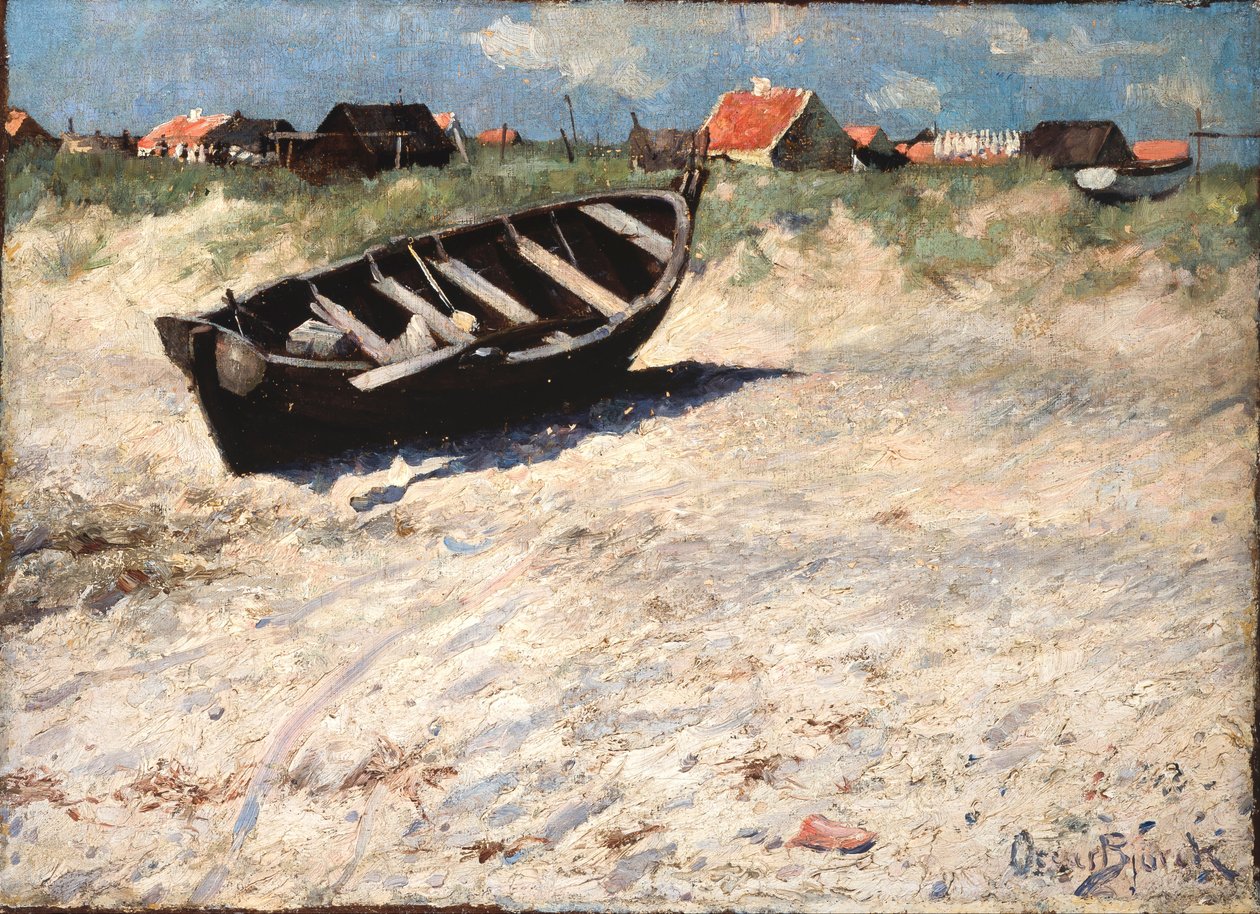 Boot op het Zuidstrand van Skagen door Oscar Gustaf Bjorck