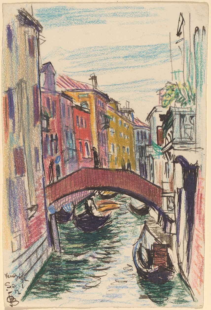 Kanaal, Venetië door Oscar F. Bluemner