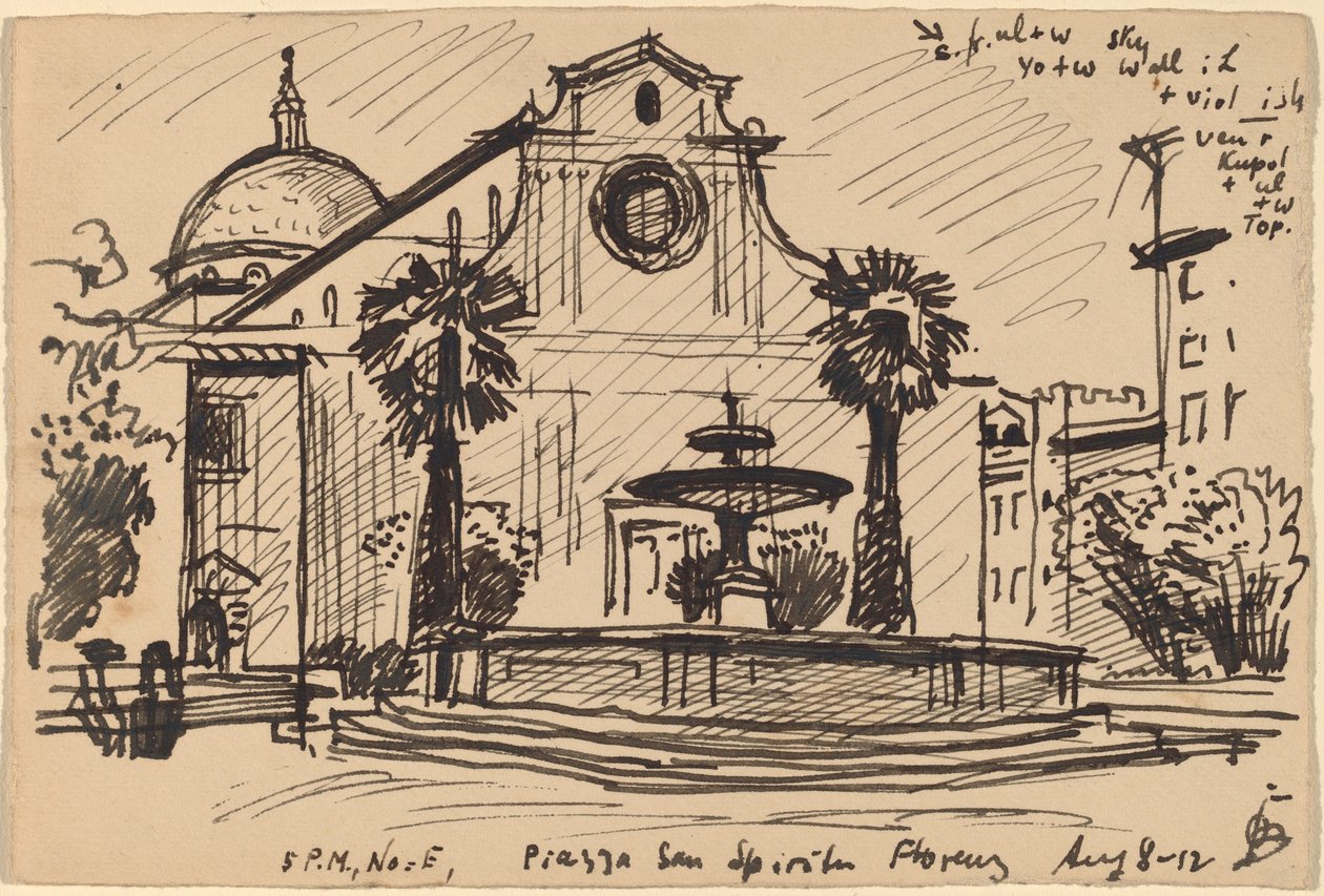 Piazza S. Spirito, Florence door Oscar F. Bluemner