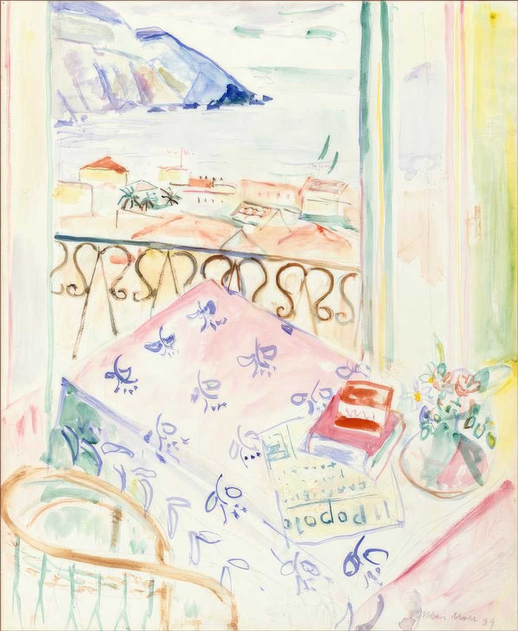 Balkonkamer met uitzicht op Positano door Oskar Moll