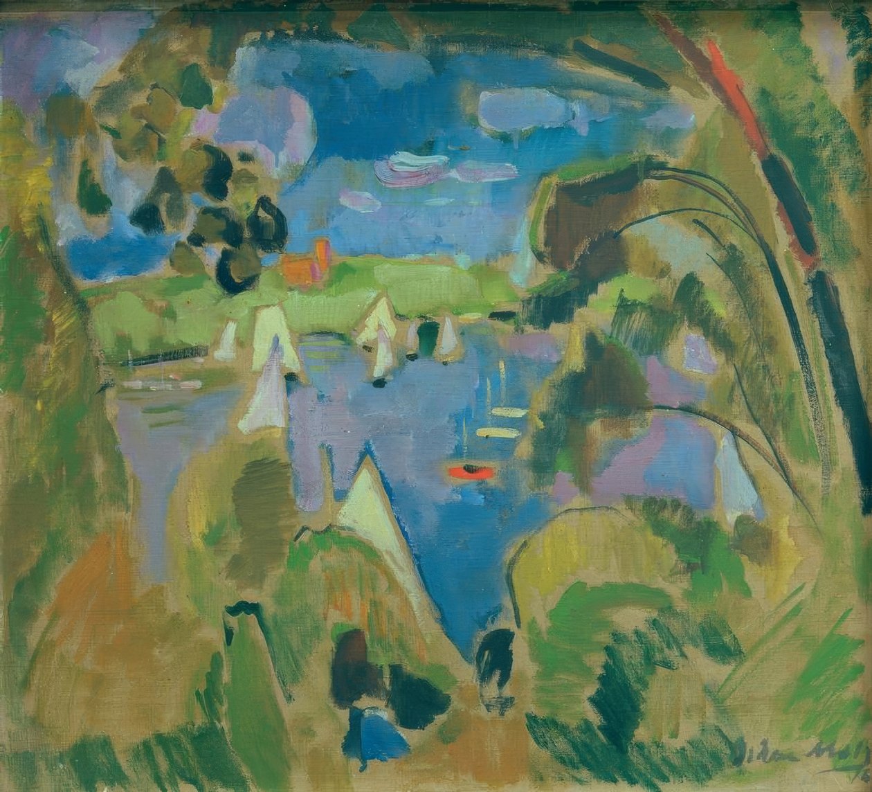 Uitzicht op de Havel groot raam, Berlijn door Oskar Moll