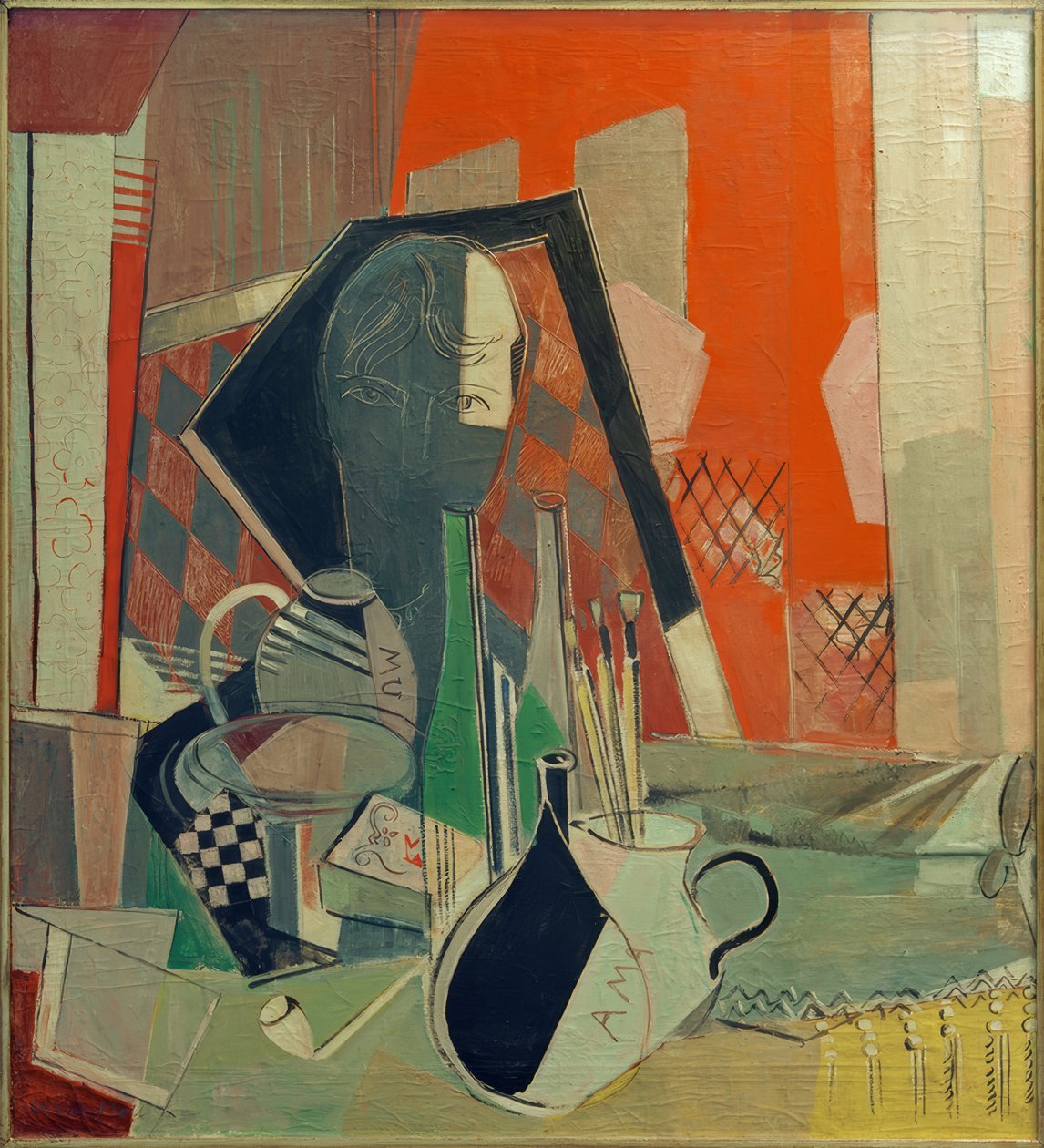 Compositie in het atelier door Oskar Moll