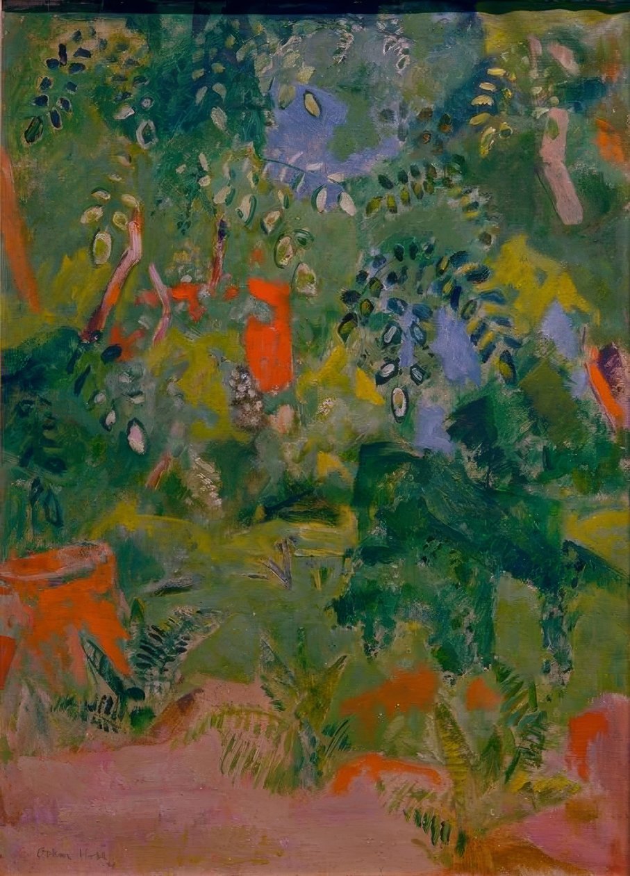 Rood huis in het groen door Oskar Moll