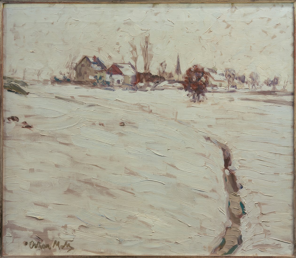 Sneeuwlandschap bij Grafrath door Oskar Moll