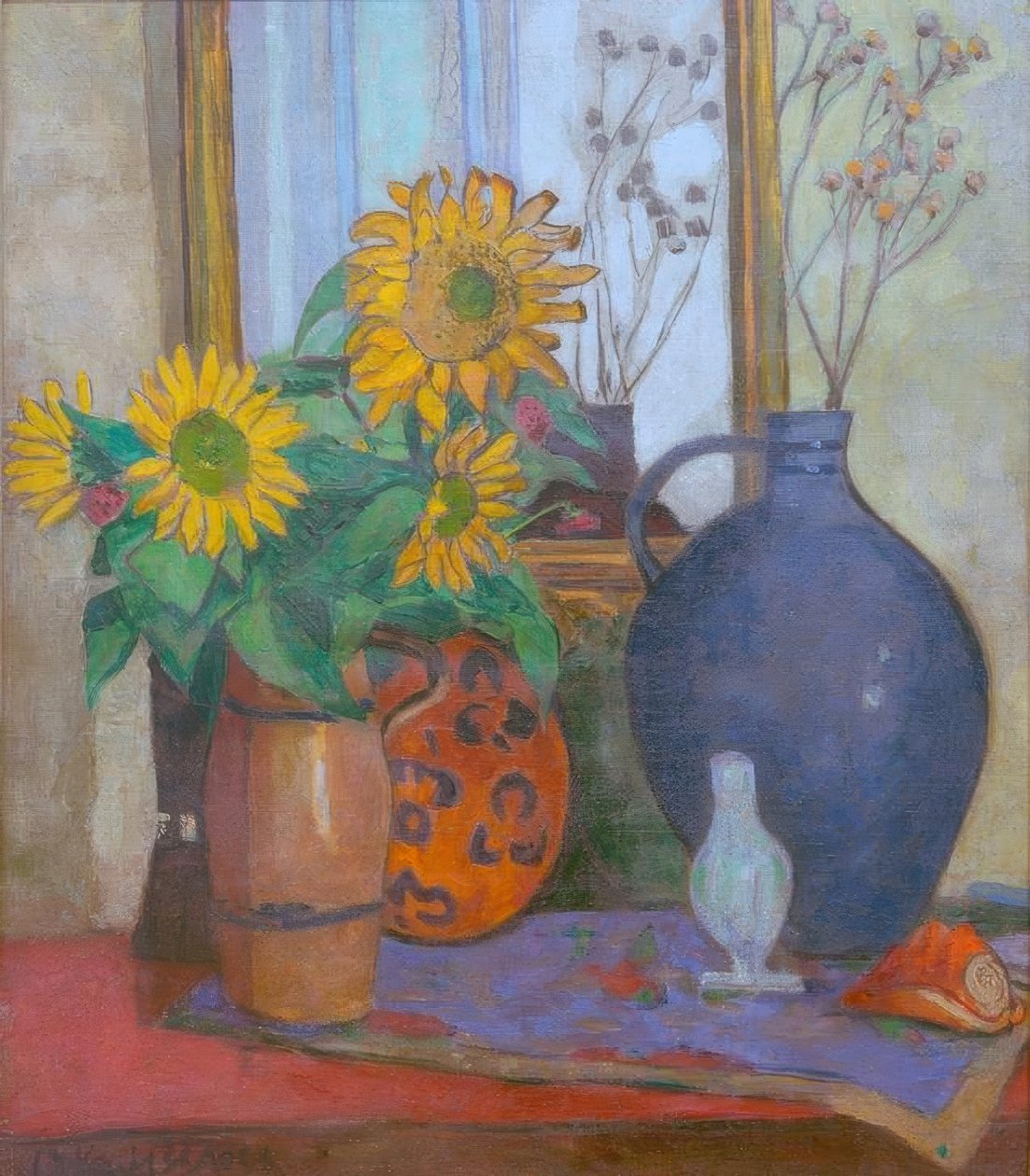 Zonnebloem met Matisse-schaal door Oskar Moll