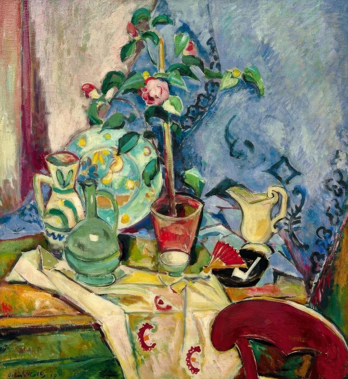 Stilleven met Camelia door Oskar Moll