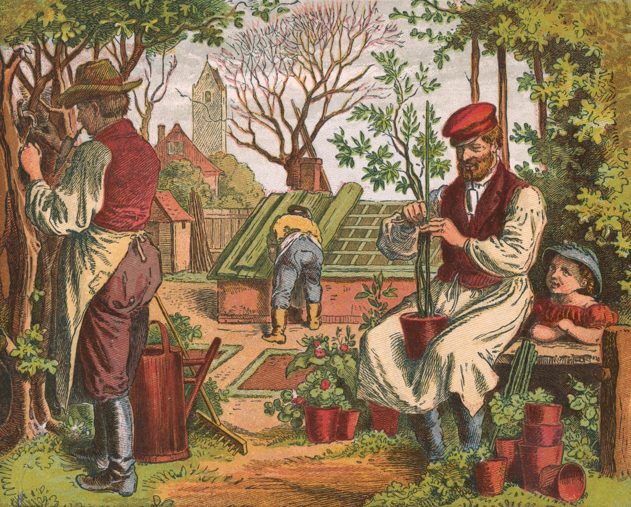 Tuinieren, 1871 door Oskar Pletsch