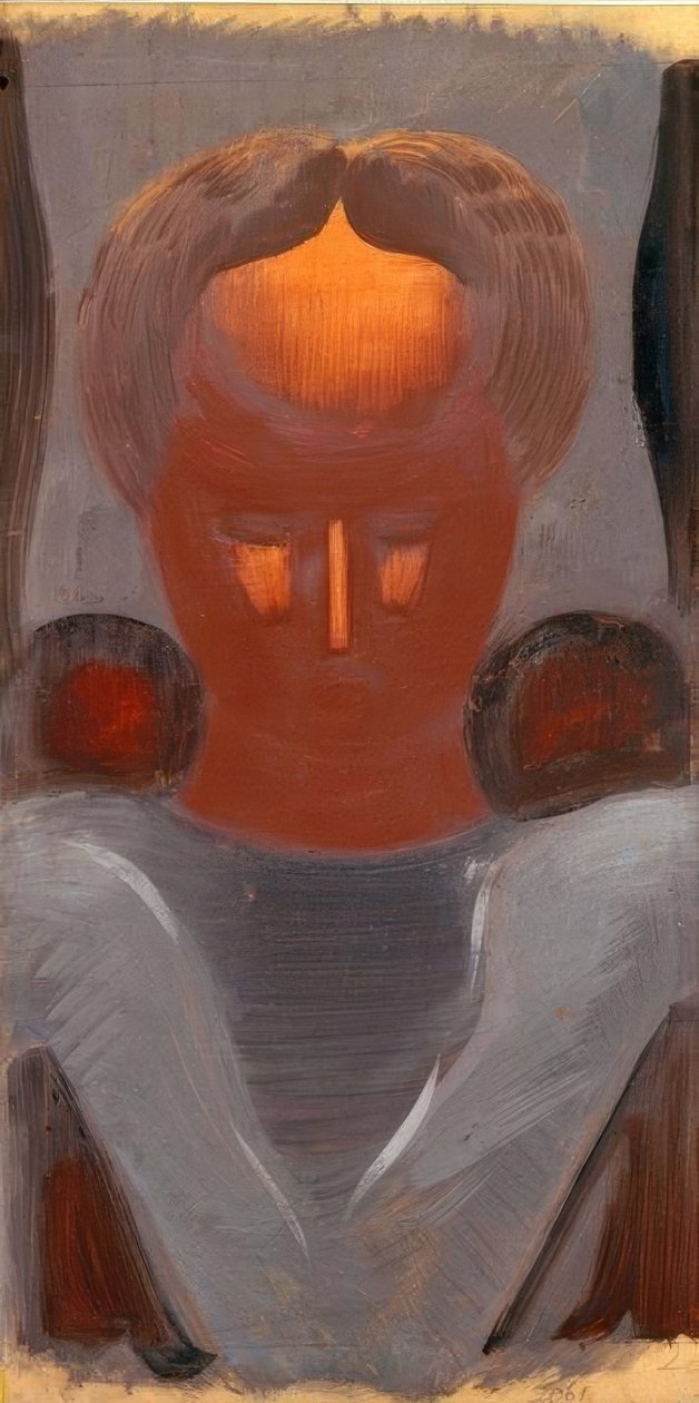 Hoofd met Verlichte Voorhoofd door Oskar Schlemmer