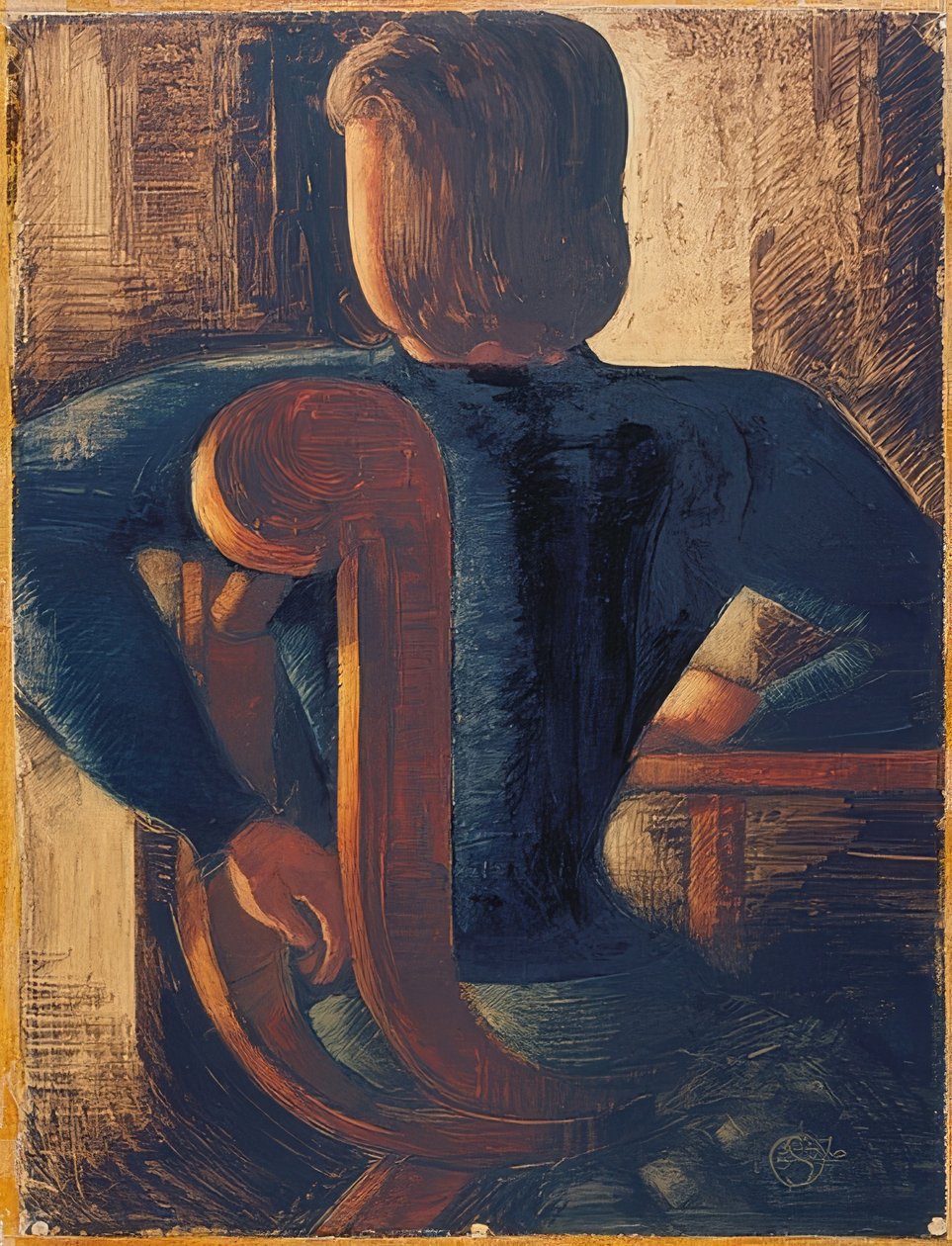 Achterover Zittende aan Tafel door Oskar Schlemmer