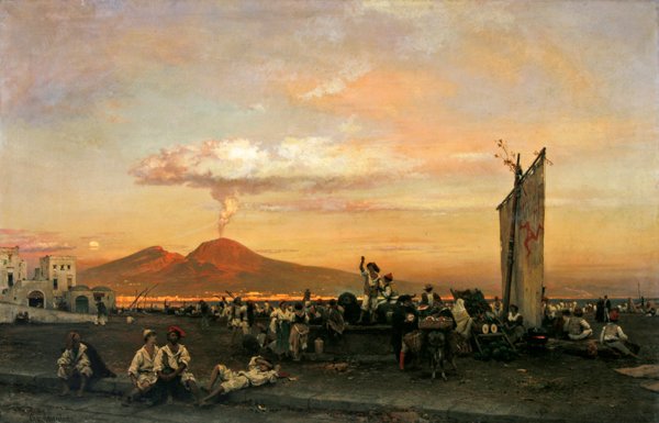 Kade in Napels, 1859 door Oswald Achenbach